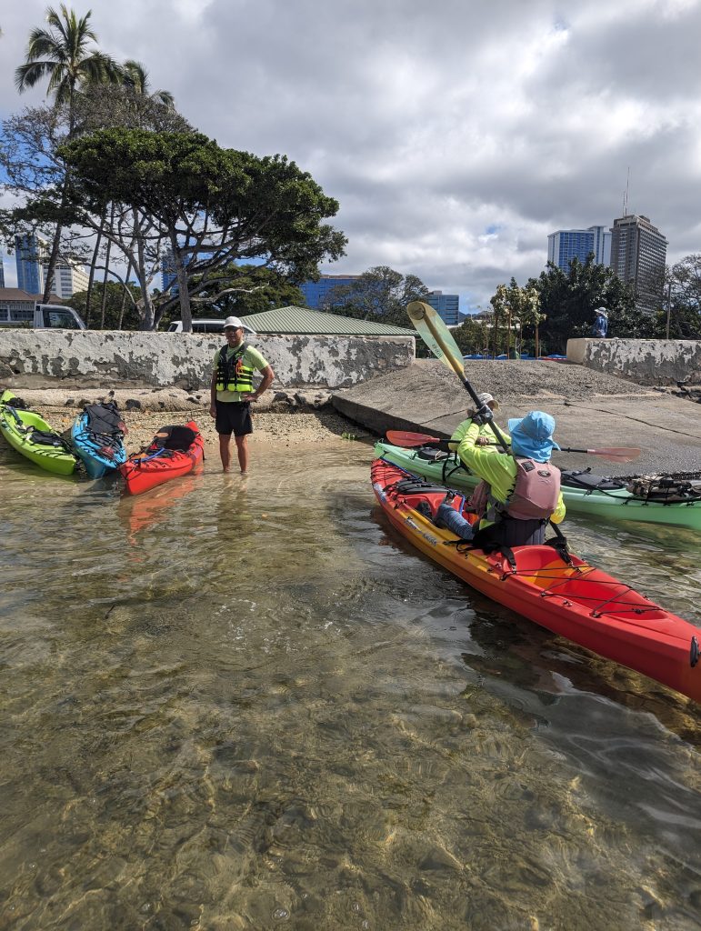 Kayaks launching from Magic Island