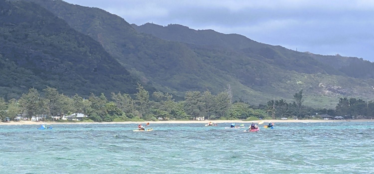 Kayakers heading toward Punaluu