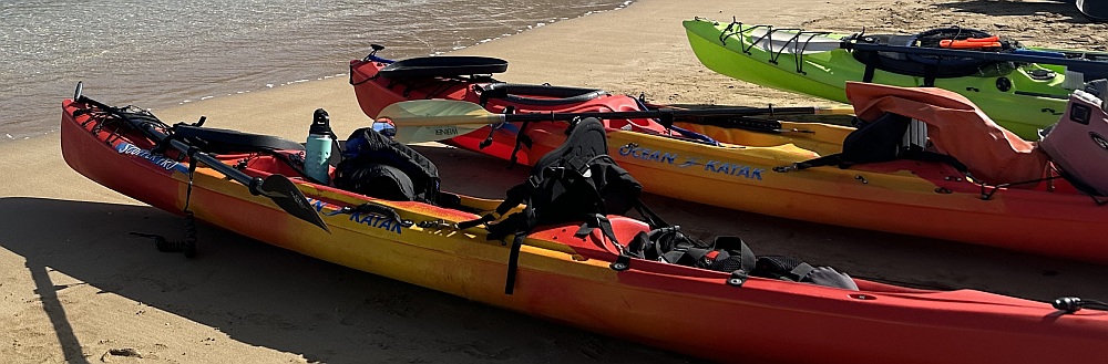 Kayaks on the beach