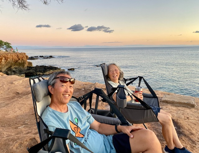 Terry and Ruby relaxing in their chairs