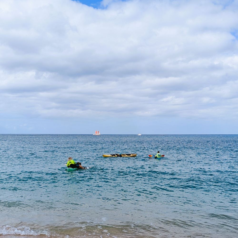 Stan demonstrates kayak re-entry